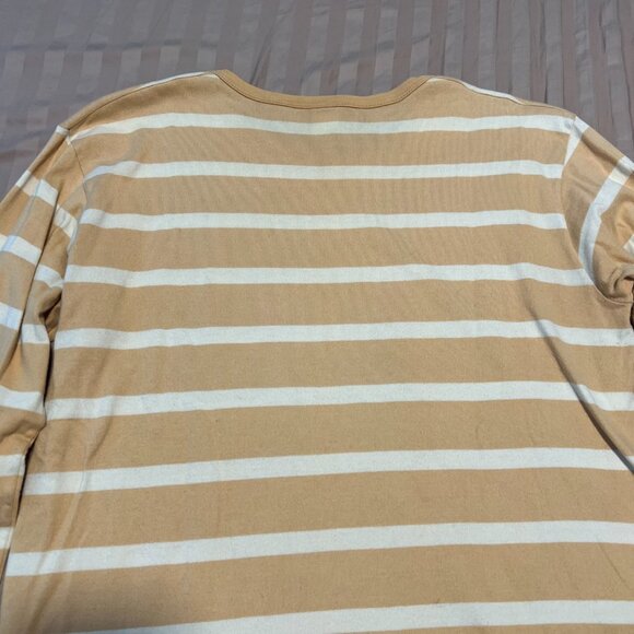 Vintage Petit Bateau Beige with White Stripes Long Sleeve Shirt Made in France - Picture 9 of 12